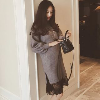The Mommy Club Maternity Lace Panel Knit Dress