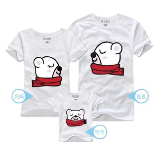 Love Affairs Short-Sleeve Bear Print Family T-Shirt (Couple)