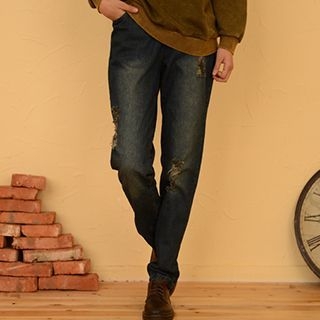 Moriville Distressed Straight Fit Jeans