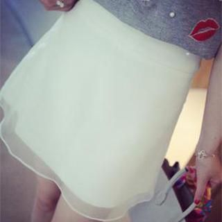 DreamyShow Sheer-Overlay A-Line Skirt