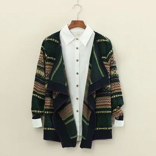 Mushi Patterned Open Front Knit Jacket