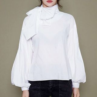 chuu Inset Scarf Balloon-Sleeve Top