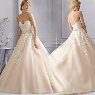 Angel Bridal Strapless Lace Wedding Ball Gown with Train