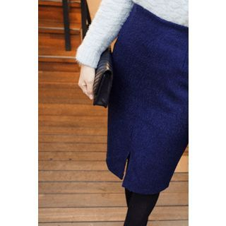 CHERRYKOKO Wool Blend Pencil Skirt