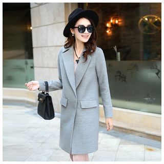 Jiuni Notch Lapel Snap-Button Coat