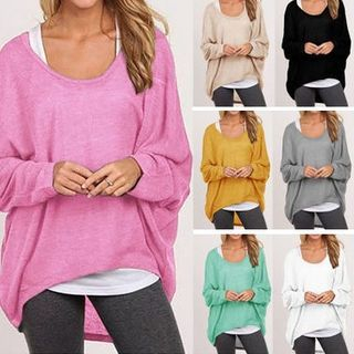 Oioninos Plain Loose-Fit Knit Top