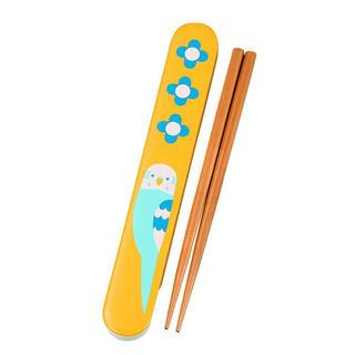 Hakoya Hakoya 18.0 Slide Chopsticks Box Set Budgerigar Yellow