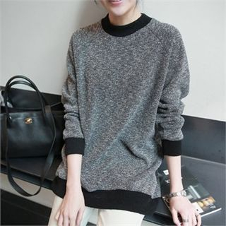 mayblue Contrast-Trim M lange Knit Pullover