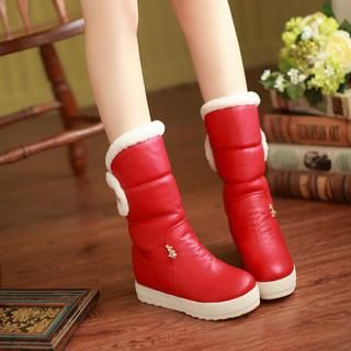 JY Shoes Bow Accent Mid-Calf Boots