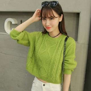 Colorful Shop Jacquard Cropped Sweater