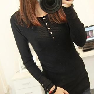 Coralie Buttoned Long Sleeved Knit Top