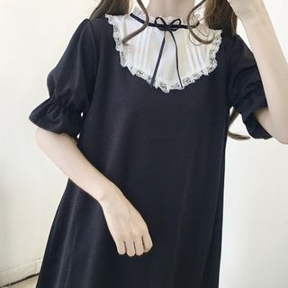 AKANYA - Long-Sleeve Lace Trim Nightgown