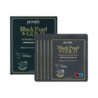 Black Pearl & Gold Hydrogel Mask Pack Set 2026 Version - 32g x 5 sheets