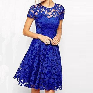 Dream a Dream Short-Sleeve Lace Dress
