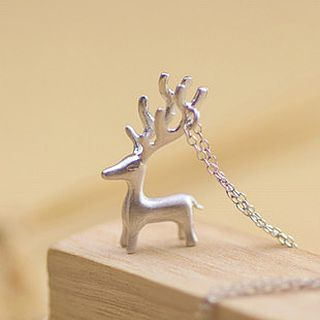 maxine 925 Sterling Silver Reindeer Necklace