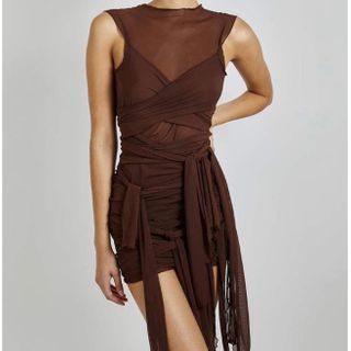 Tie Waist Sleeveless Mini Sheath Dress