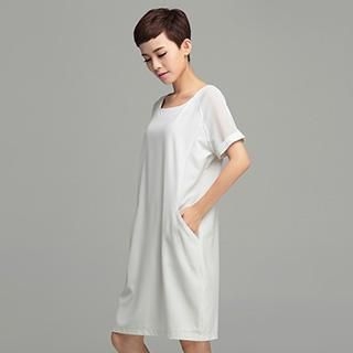 OnceFeel Short-Sleeve Chiffon Dress