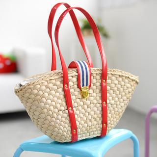 yeswalker Push-Lock Straw Bag Beige - One Size