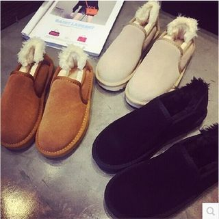 SouthBay Shoes Couple Matching Furry Fleece-lined Slip Ons