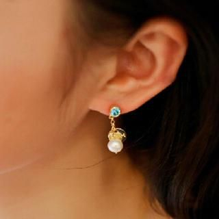 Mbox Jewelry Faux-Pearl Crystal Lettering Earrings