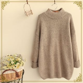 Fairyland Stand Collar Slit Sweater