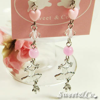 Sweet & Co. Sweet Pink Ballet Dress Swarovski Crystal Silver Earrings