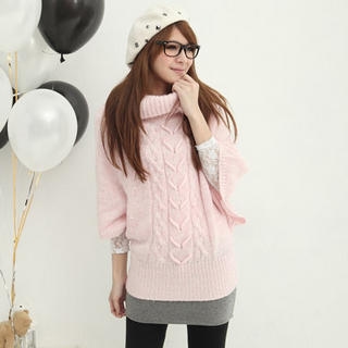 Batwing-Sleeve Cowl-Neck Sweater