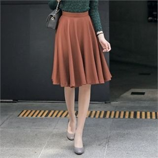 ode' Zip-Back Shirred A-Line Skirt