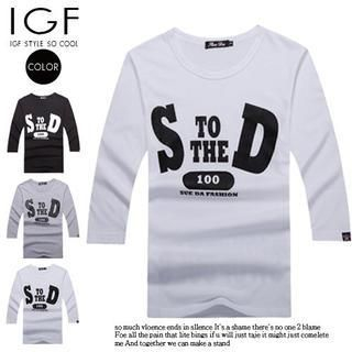 I Go Fashion 3/4 Sleeved Lettering T-Shirt