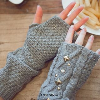 Lose Show Fingerless Long Knit Gloves