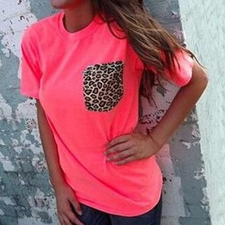 Quintess Short-Sleeve Leopard-Pocket T-Shirt