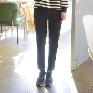 Seoul Fashion Flat-Front Straight-Cut Pants