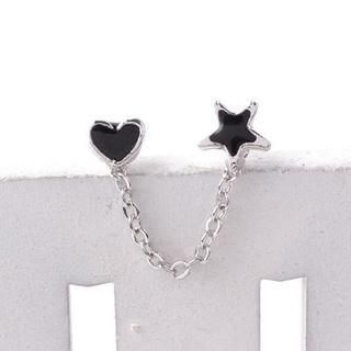 Trend Cool Heart & Star Double-Piercing Earrings