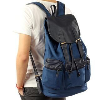 Moyyi Double Buckled Canvas Backpack