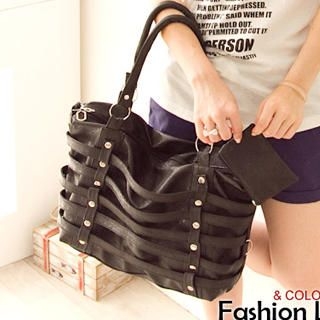 "Strap" Studded Satchel with Pouch