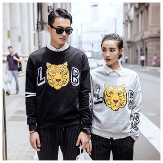 Simpair Tiger Print Couple Pullover
