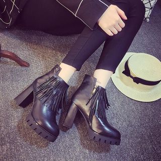 Chryse Tassel Heeled Ankle Boots