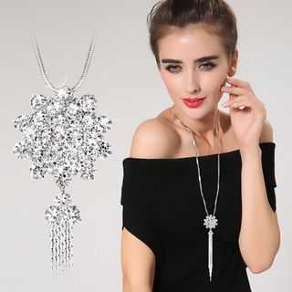 Dara Rhinestone Tasseled Necklace
