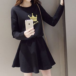 Emeline Crown Printed Long-Sleeve Dress