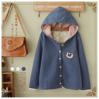 Angel Love Heart Print Hooded Quilted Jacket
