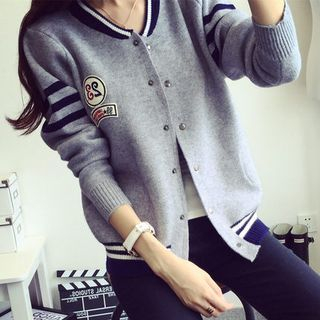 Coronene Stripe Applique Knit Baseball Jacket