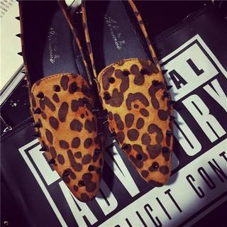 Hipsole Leopard-Print Studded Flats