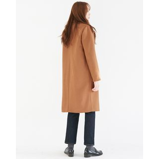 Someday, if Notched-Lapel Single-Breasted Wool Blend Coat