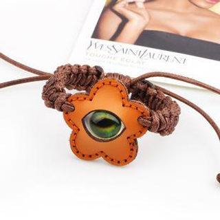 KINNO Luminous Eye Stone Woven Leather Bracelet