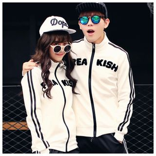 Simpair Lettering Couple Zip Jacket