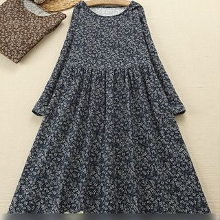 Blu Pixie Long-Sleeve Floral Tie Waist Dress