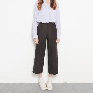 Porta Faux-Corduroy High-Waist Wide Leg Pants