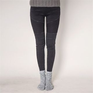 ERANZI Quilted Brushed-Fleece Lined Leggings Pants