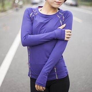 GYM QUEEN Piped Long-Sleeve Sports Top