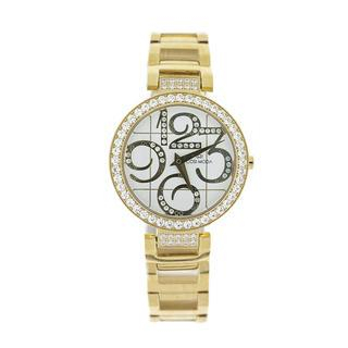 COSI MODA Steel / Leather Watch with Cubic Zirconia One Size